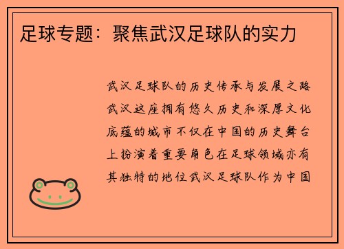 足球专题：聚焦武汉足球队的实力